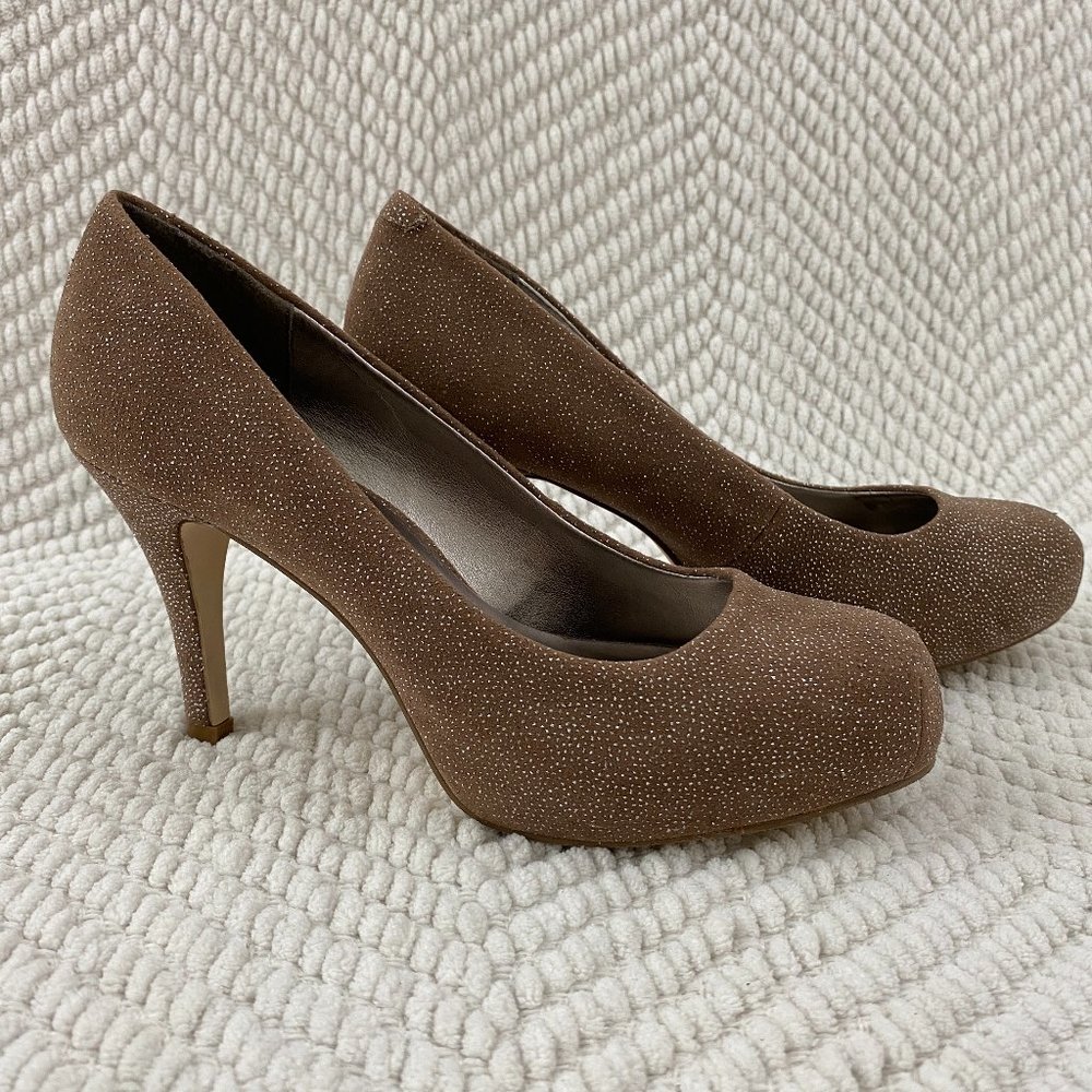 Madden Girl Getta Blush Glitter Heels - Size 6.5